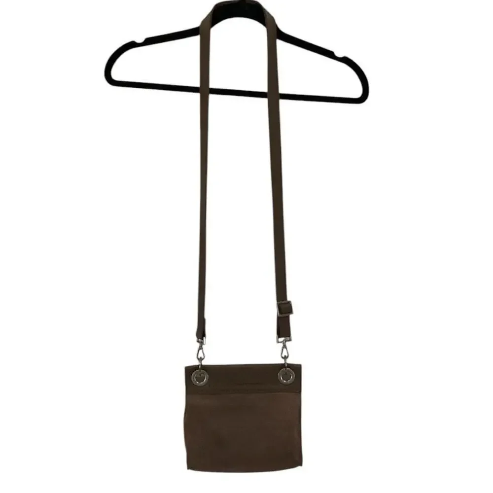 Hammitt Tony Small Taupe‎ Embossed Suede Crossbody Handbag Adjustable Strap - Picture 8 of 14